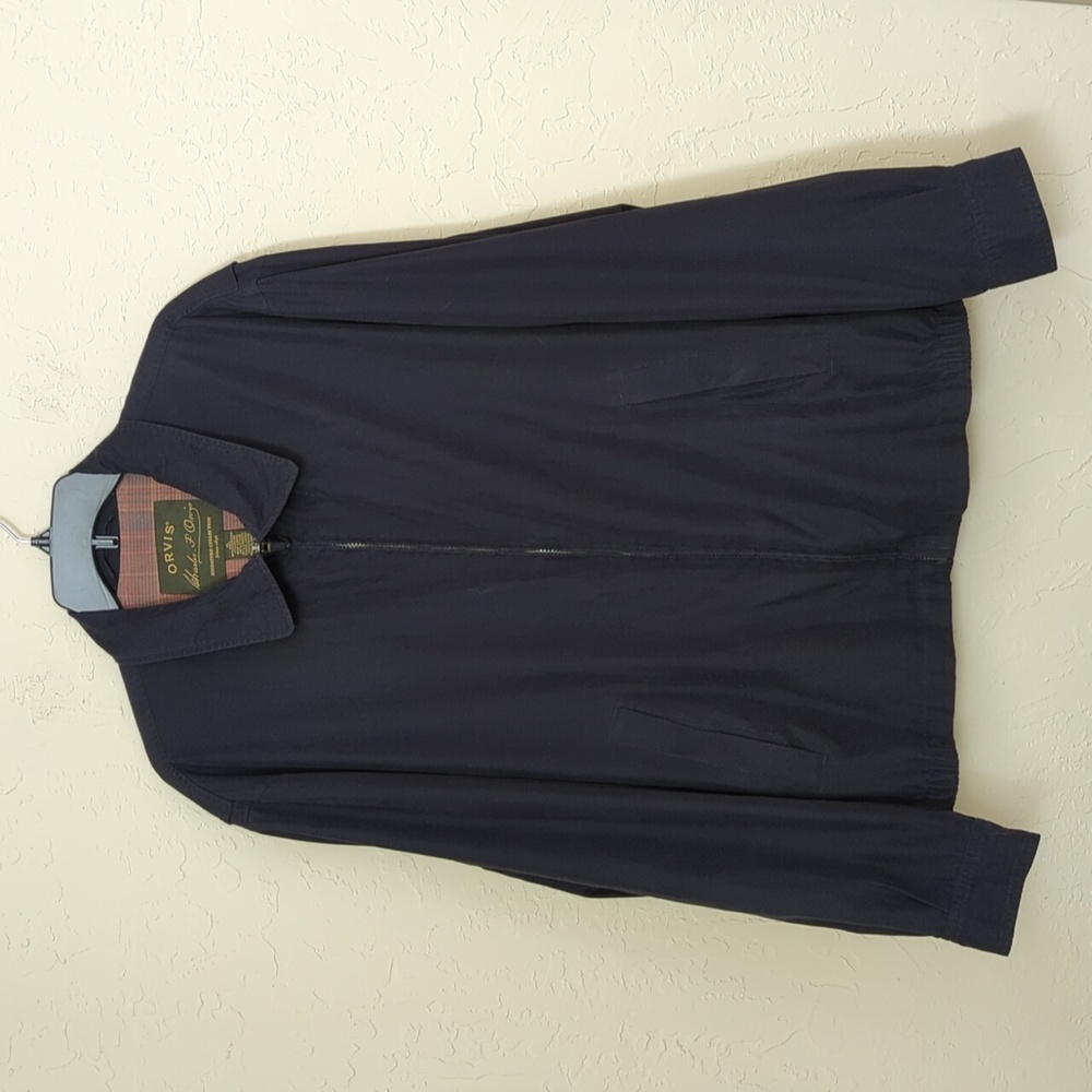 Orvis Signature Collection Navy Lightweight Full Zip Windbreaker Jacket Size XL